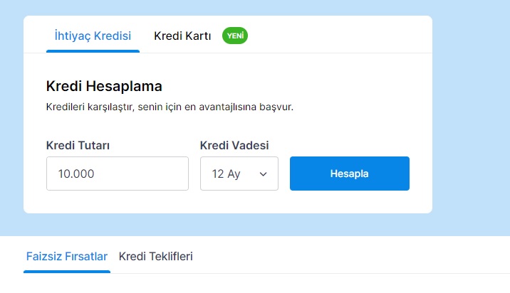 ihtiyaç kredisi