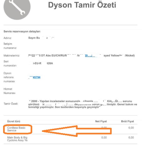 Dyson cordless basic service ne demek