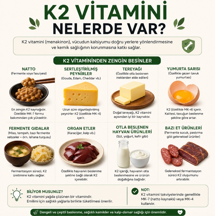 K2 vitamini nelerde var 